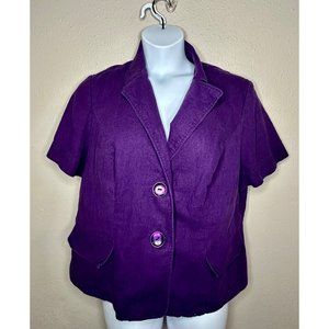 STUDIO I WOMENS SHORT SLEEVED PURPLE JACKET SIZE 20W